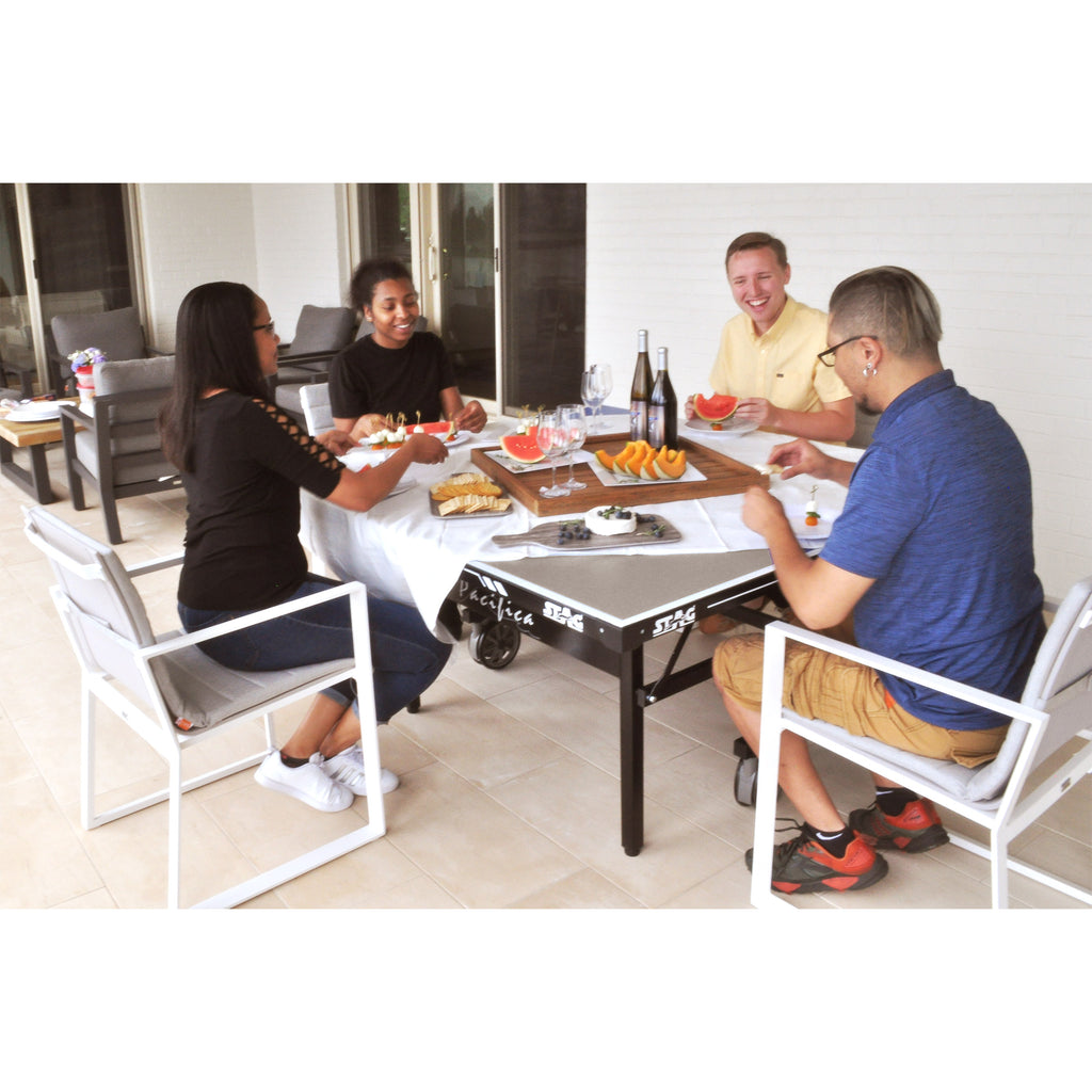Elevate Your Game with the Stag Pacifica Outdoor Table Tennis Set - Complete with Rackets, Balls, and Convenient Storage!