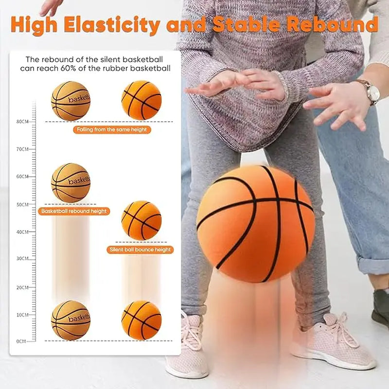 Silent Basketball Size 7 - Experience Indoor Play with Our Grooved Airless Foam Basketball for Quiet Dribbling and Mute Bounce!