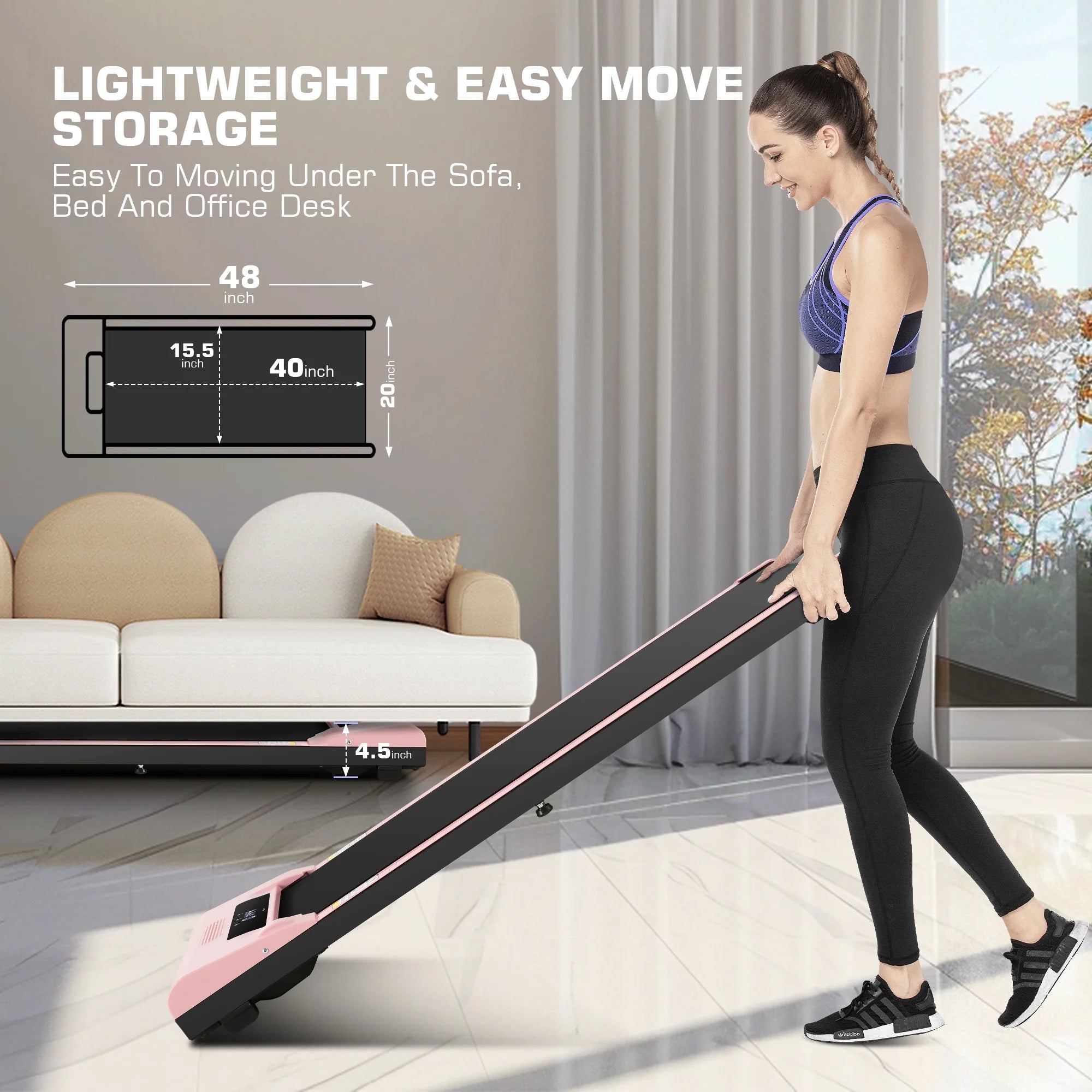 Elevate Your Fitness with the Walking Pad 2.5HP Portable Under Desk Treadmill - Silent Operation, 300Lbs Capacity, and App-Controlled Convenience