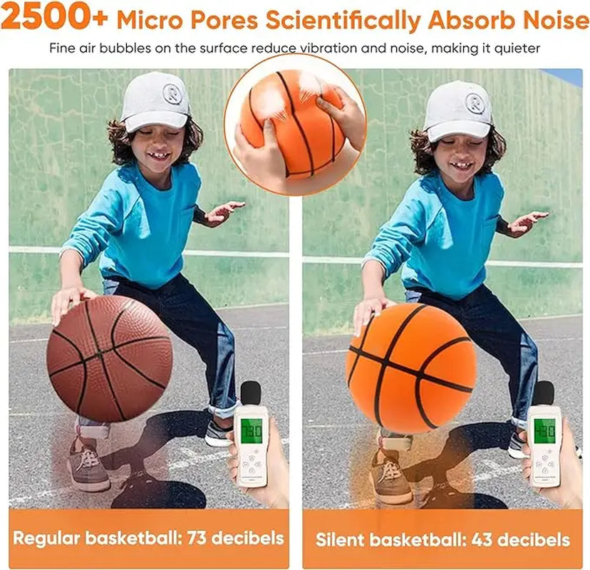 Silent Basketball Size 7 - Experience Indoor Play with Our Grooved Airless Foam Basketball for Quiet Dribbling and Mute Bounce!