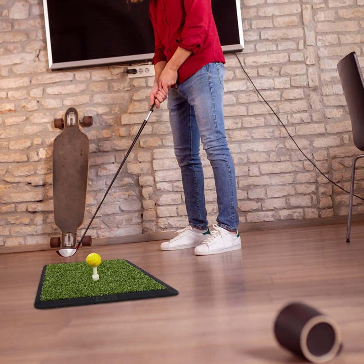 Ultimate Dual-Turf Golf Hitting Mat - Portable Heavy Rubber Base for Indoor & Outdoor Practice with Adjustable Tee