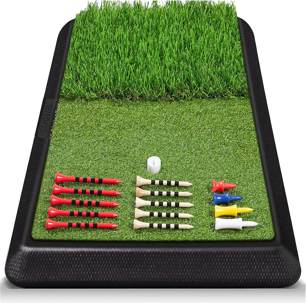 Ultimate Dual-Turf Golf Hitting Mat - Portable Heavy Rubber Base for Indoor & Outdoor Practice with Adjustable Tee