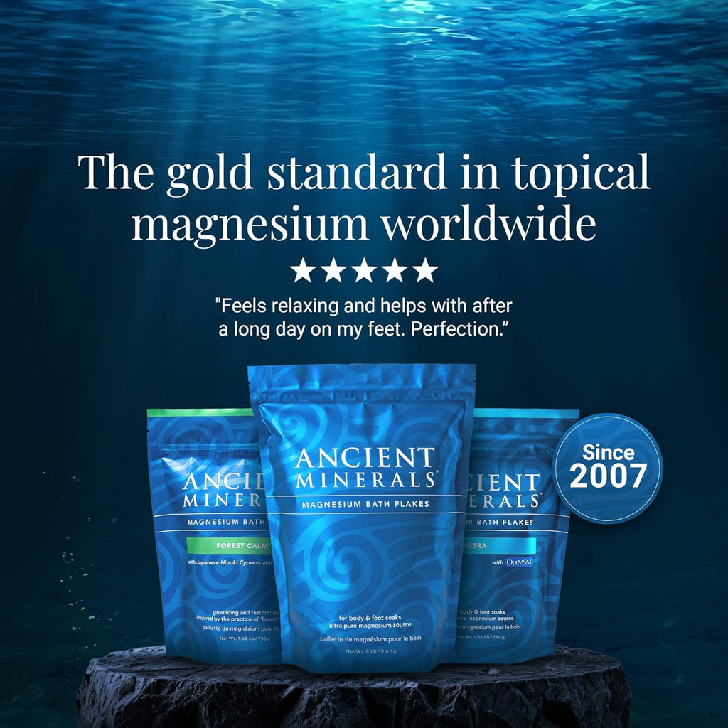 Magnesium Bath Flakes of Pure Genuine Zechstein Chloride - Resealable Magnesium Supplement Bag That Will Outperform Leading Epsom Salts 1.65 Lbs